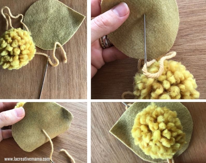 how to make a fabric hedhehog using wool pom poms 