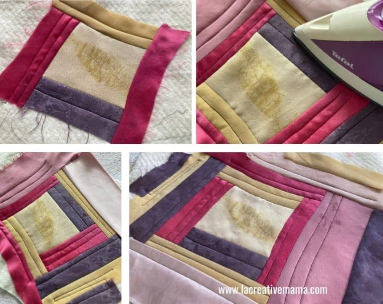 How to sew a quilt as you go block with wonky sashing La creative mama