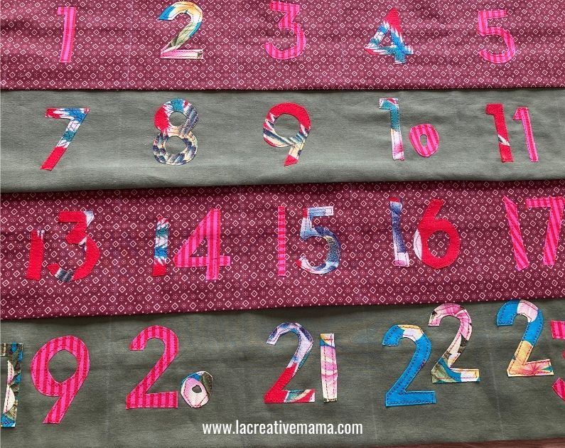 sewing the iron on fusing applique on fabric advent calendar pocket