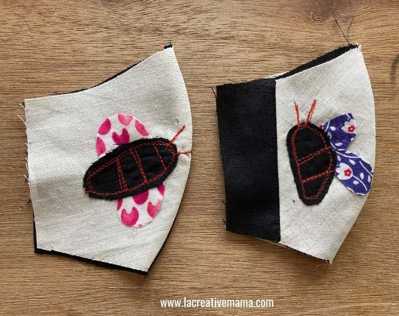 applique on face mask  bumble bee