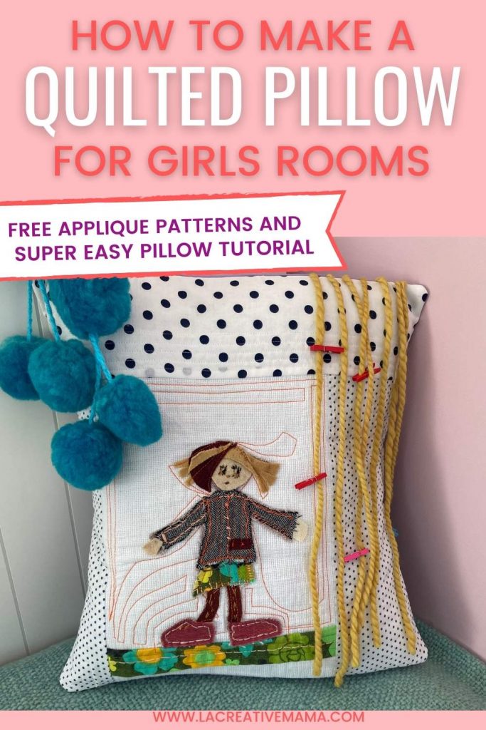how to make a quilted pillow for a girls room tutorial and applique patterns 