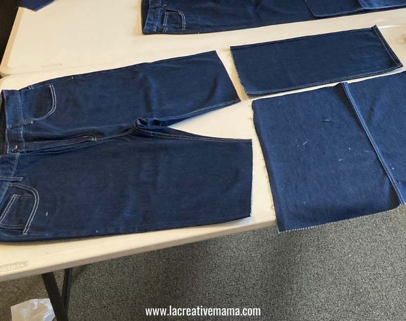 flat denim fabric from the old upcycled jeans 
