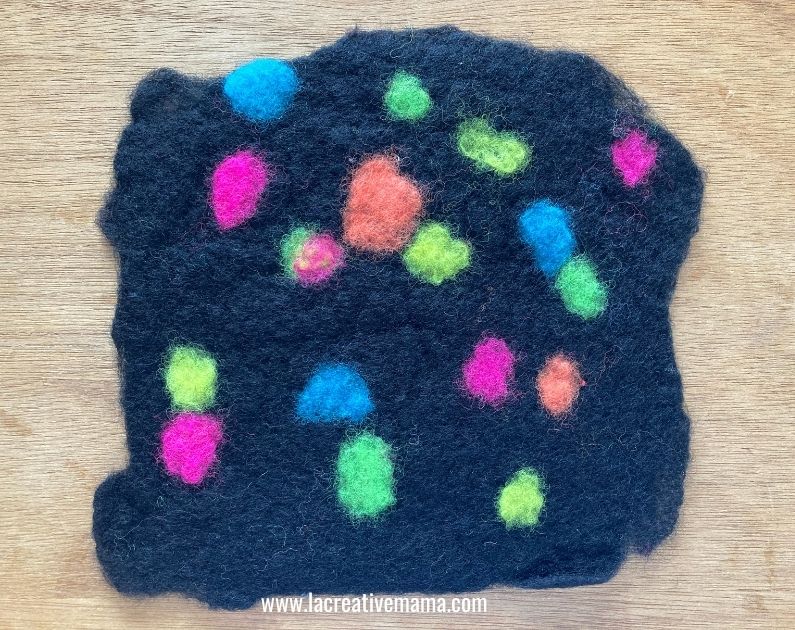 black wool felted project