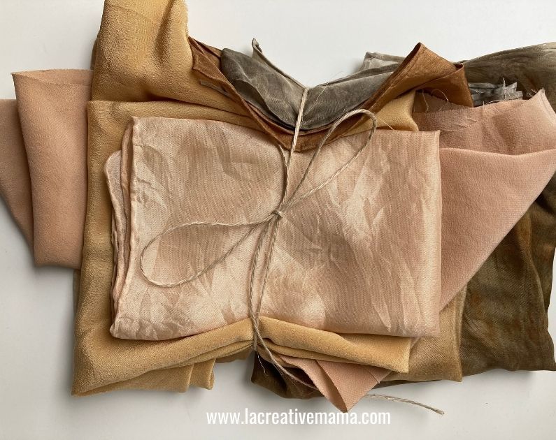 naturally dyed fabric using avocado skins and pits