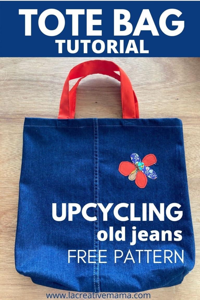 How to upcycle old jeans into a tote bag - La creative mama