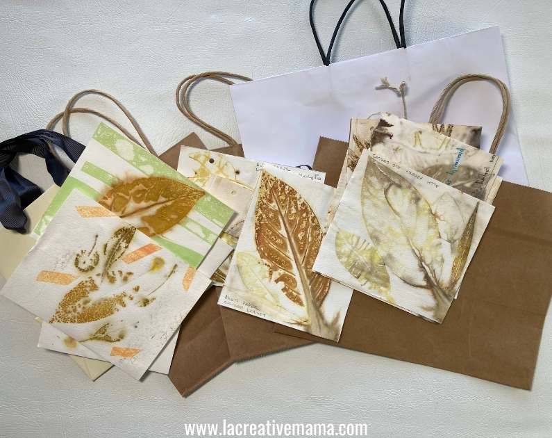 a collection of eco prints on paper to choose from 