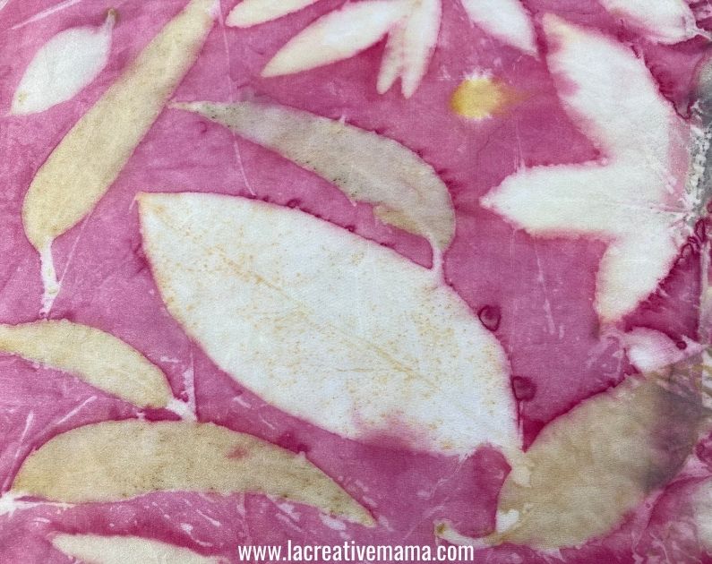 cochineal pink blanket eco print on silk 