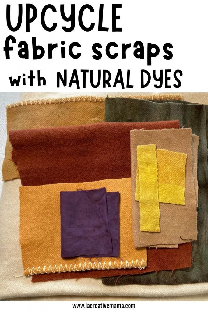 image of different wool fabrics upcycled using natural dyes 
