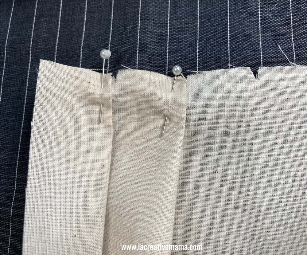 folding 2 knife pleats using calico fabric 