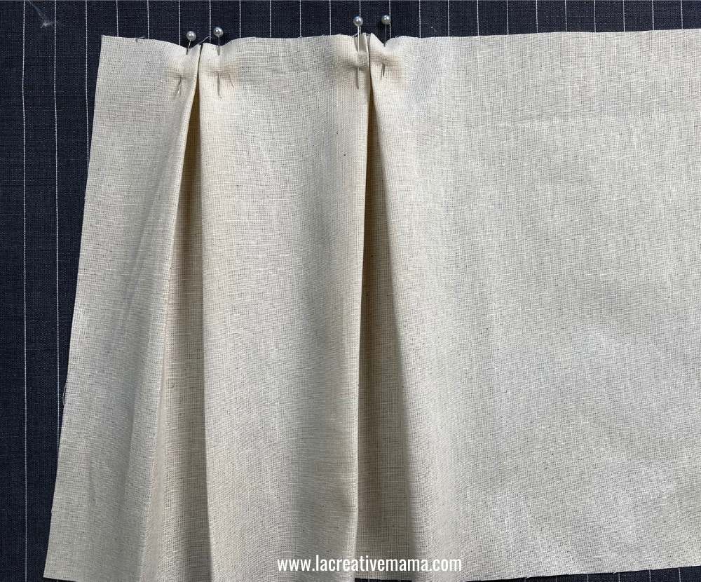 2 inverted pleats on calico fabric 
