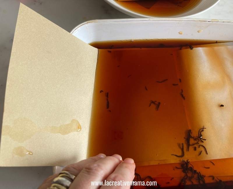 tea dyeing brown paper 