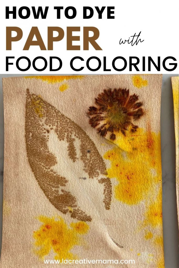 a card dyed with tea, food color and eco printed with coreopsis flower