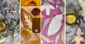 a variety of different eco printing techniques on fabric and paper