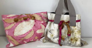diy tote bags made out of eco printed fabric 