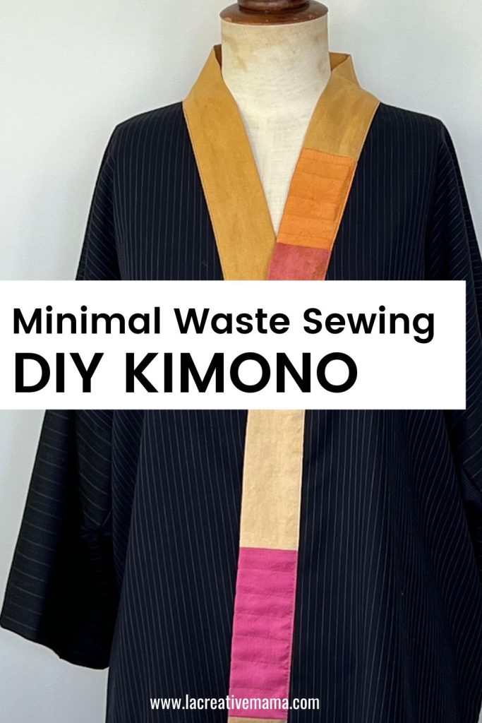 An example of a minimal waste kimono top made out of leftover fabrics 