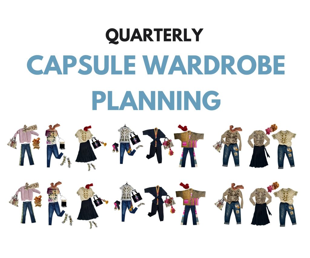 images of different outfits that were handmade or upcycled and they create a capsule wardrobe. 