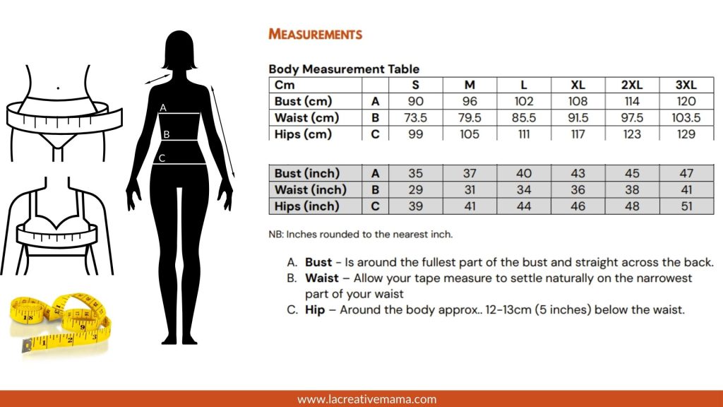 a graphic that explains how to take measurements of the bust, hips and waist
