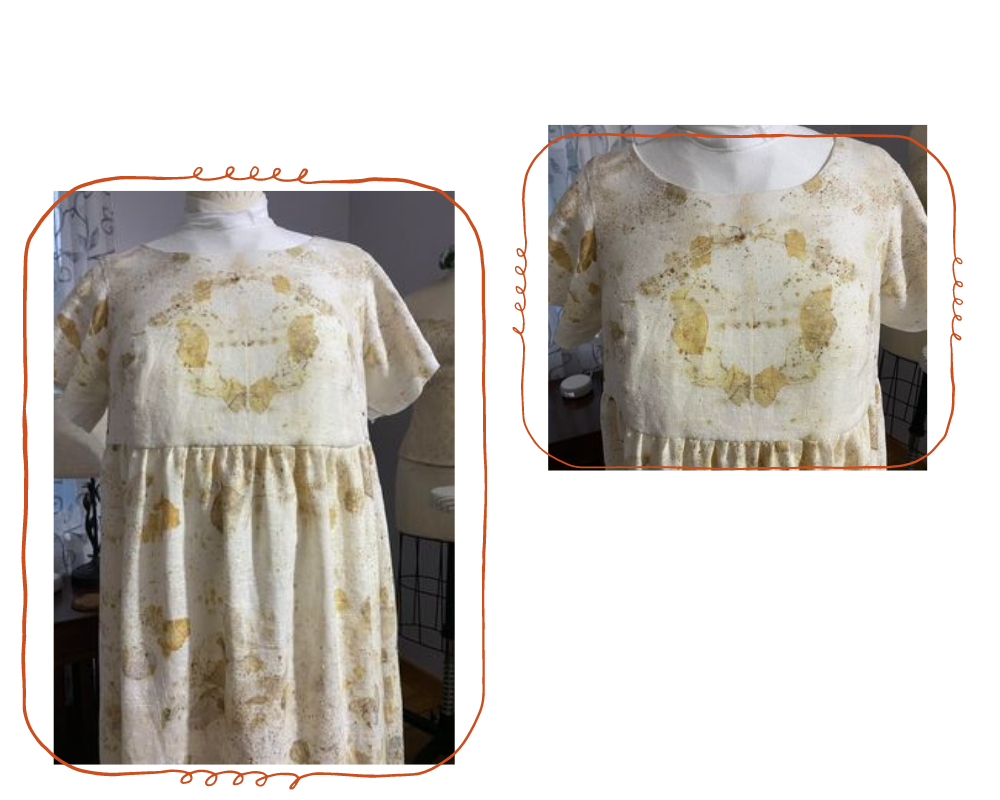 Sharon's first eco printed linen fabrics